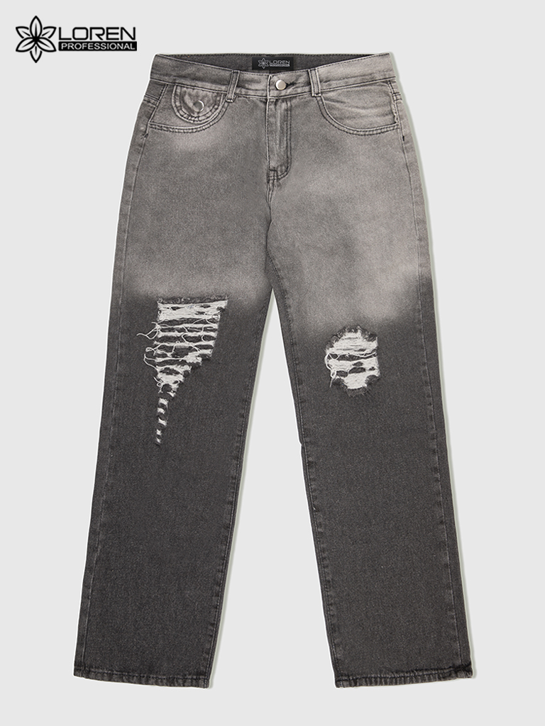 Quần jean nữ LOREN ống rộng wash B51062