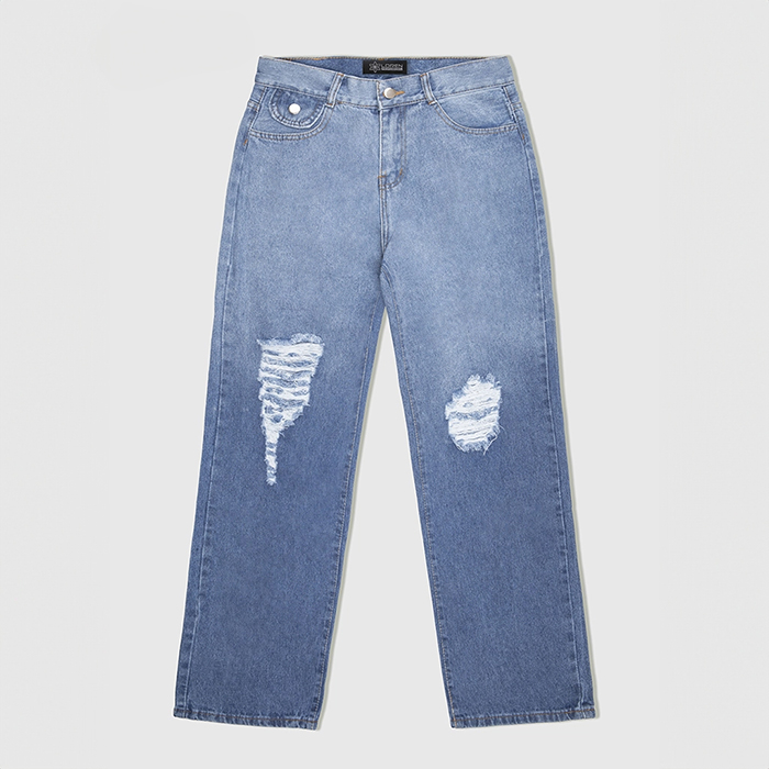 Quần jean nữ LOREN ống rộng wash B51062