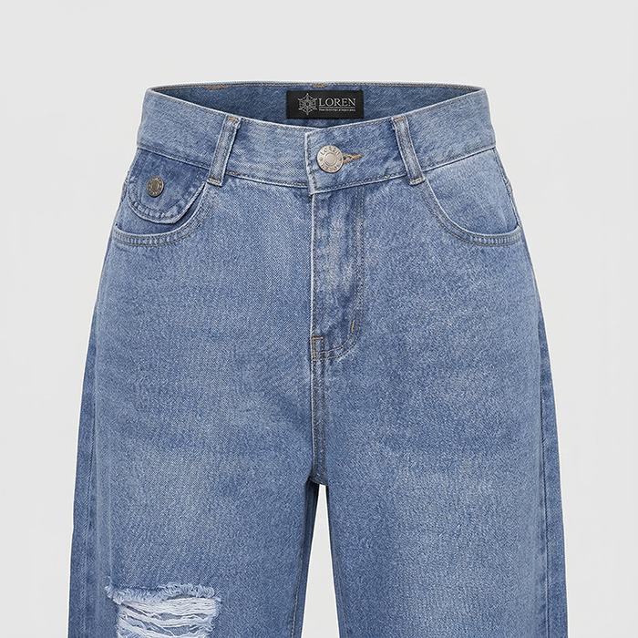 Quần jean nữ LOREN ống rộng wash B51062