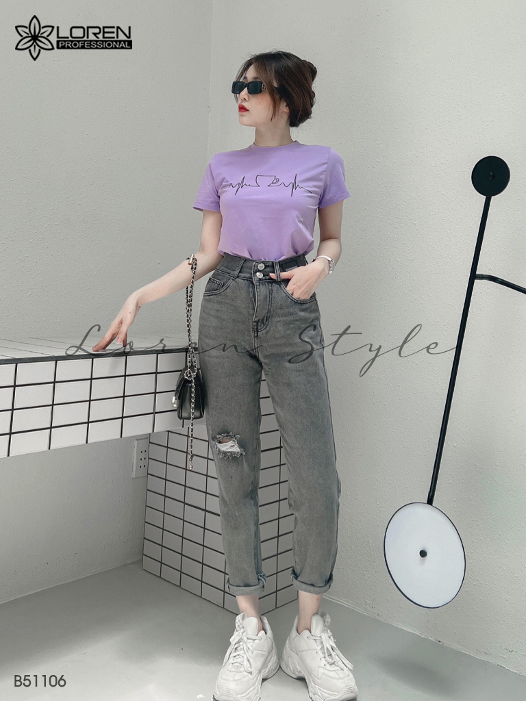 Quần jean baggy nữ LOREN 2 nút  B51106