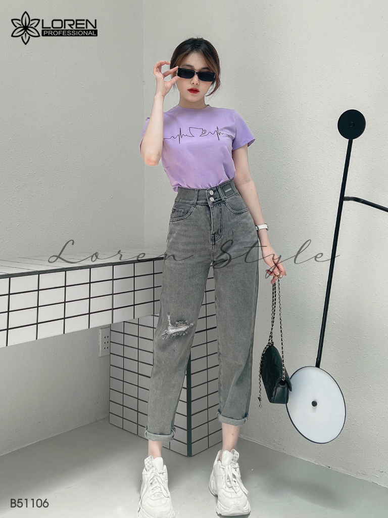 Quần jean baggy nữ LOREN 2 nút  B51106