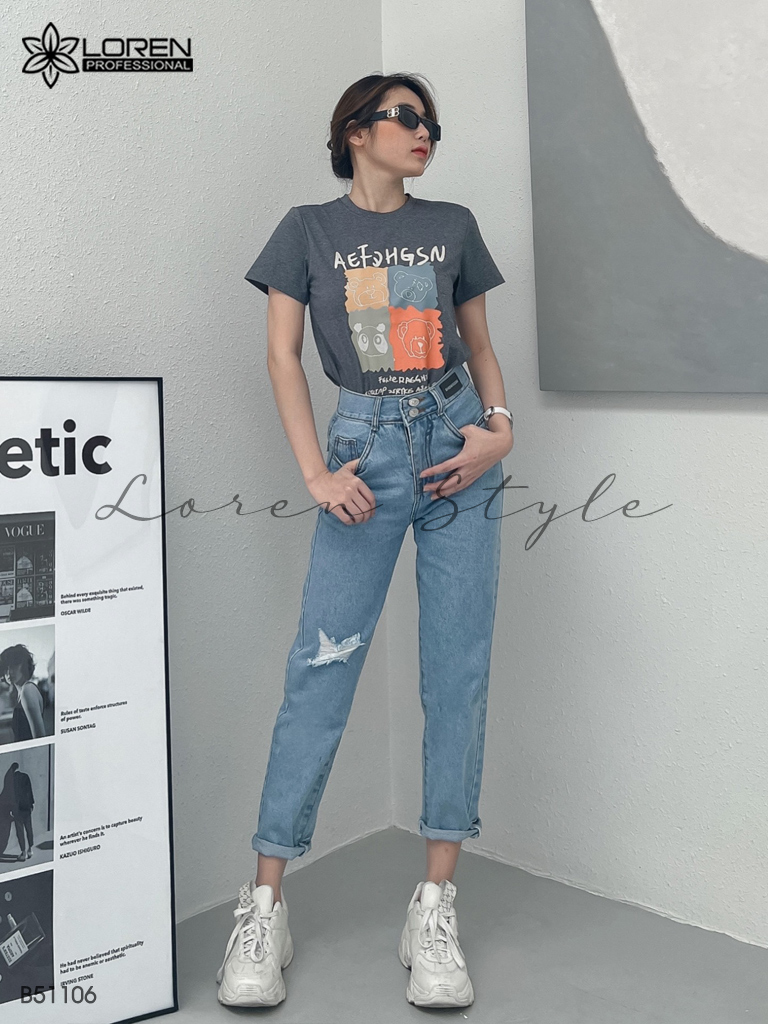 Quần jean baggy nữ LOREN 2 nút  B51106
