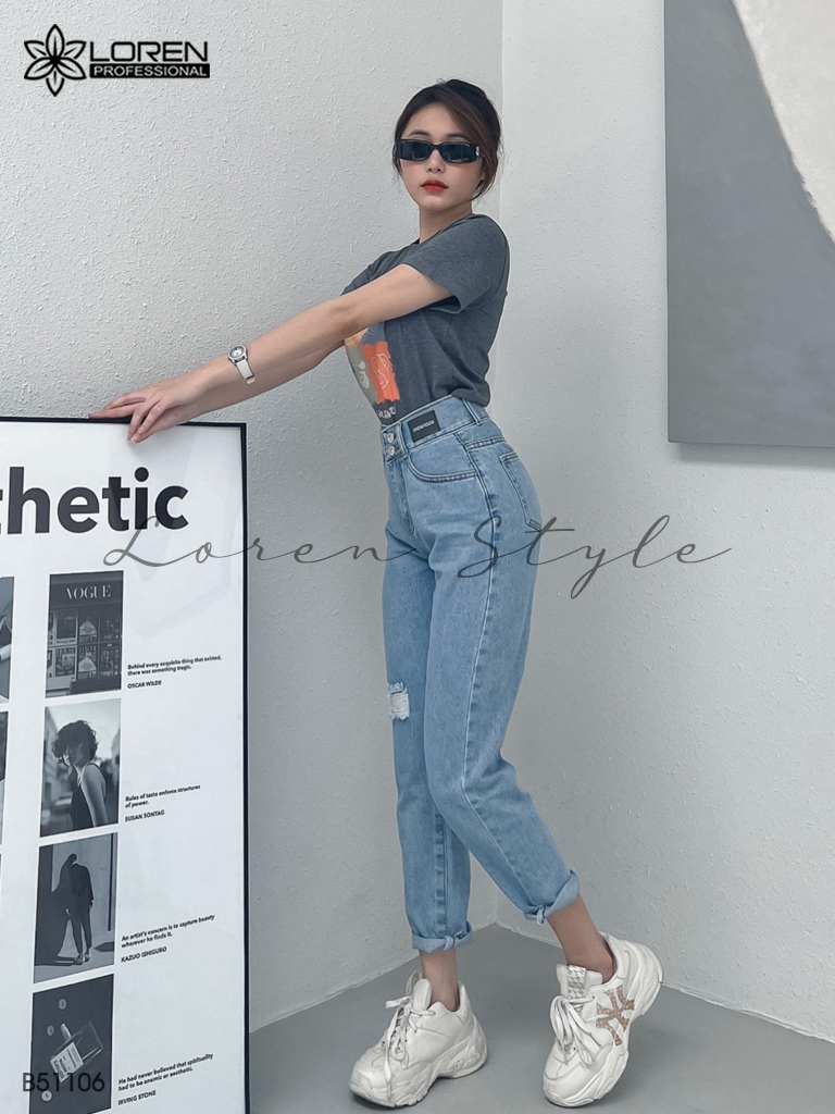 Quần jean baggy nữ LOREN 2 nút  B51106