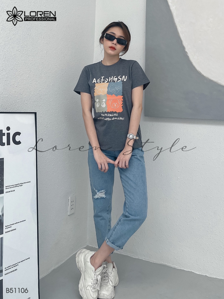 Quần jean baggy nữ LOREN 2 nút  B51106