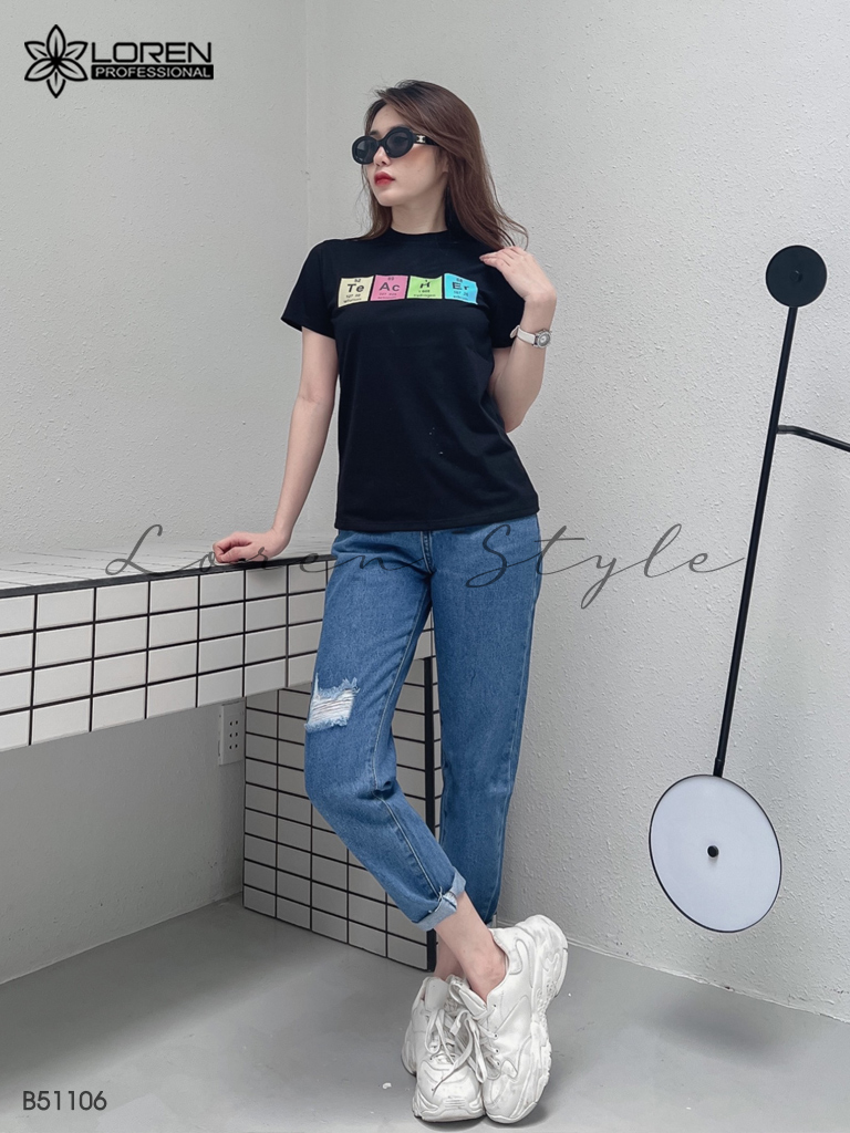 Quần jean baggy nữ LOREN 2 nút  B51106