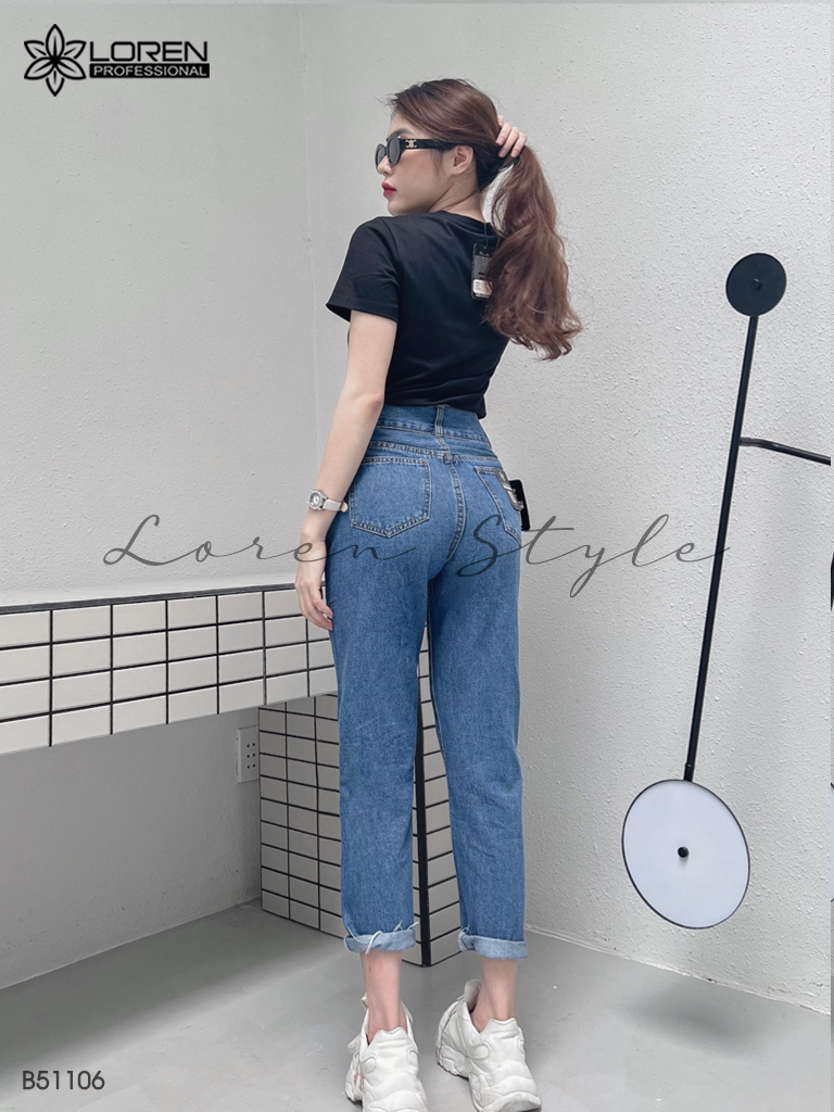 Quần jean baggy nữ LOREN 2 nút  B51106