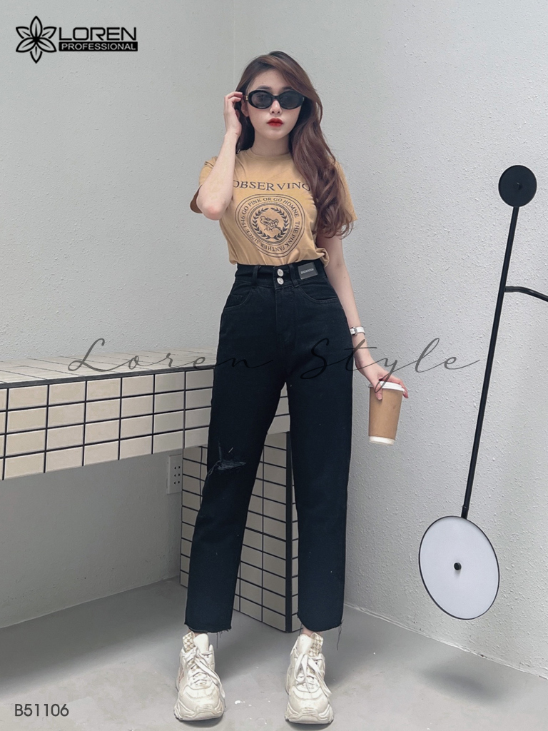 Quần jean baggy nữ LOREN 2 nút  B51106