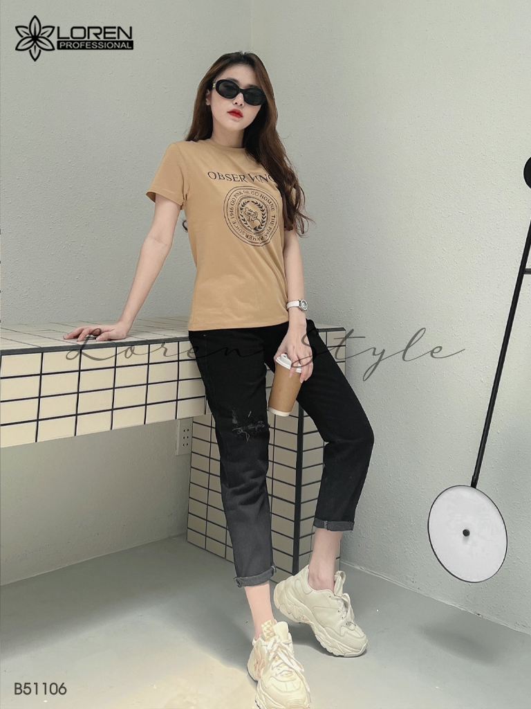 Quần jean baggy nữ LOREN 2 nút  B51106