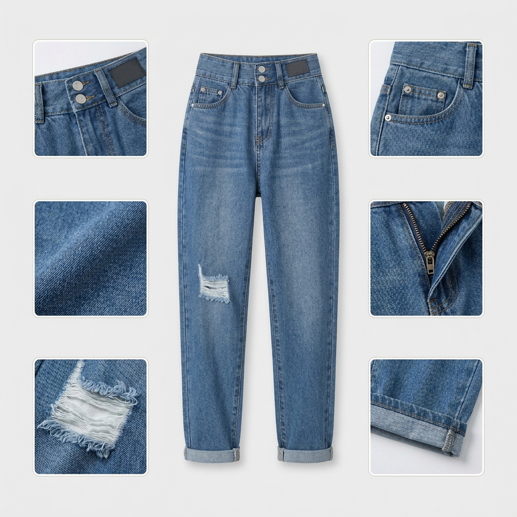 Quần jean baggy nữ LOREN 2 nút  B51106