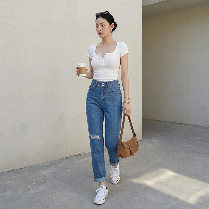 Quần jean baggy nữ LOREN 2 nút  B51106