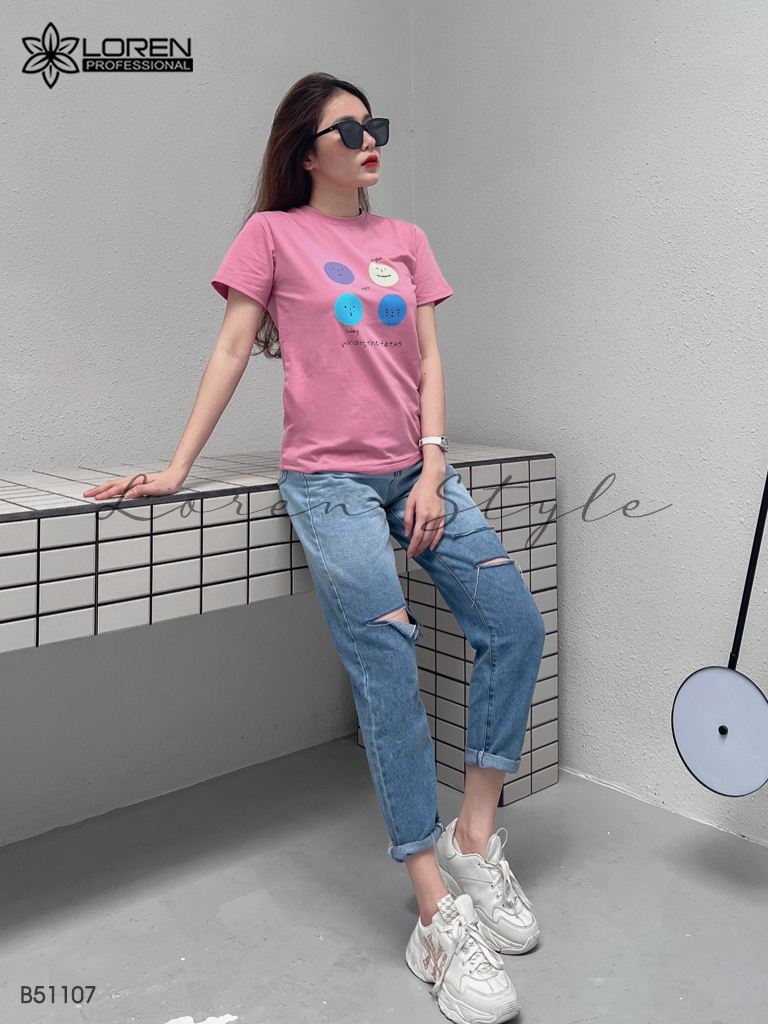 Quần jean baggy nữ LOREN wash rách B51107