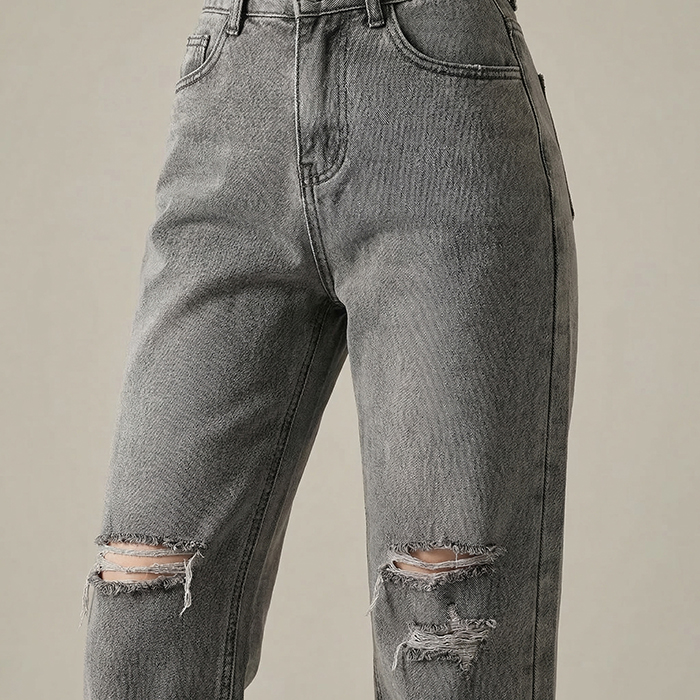 Quần jean baggy nữ LOREN wash rách B51107