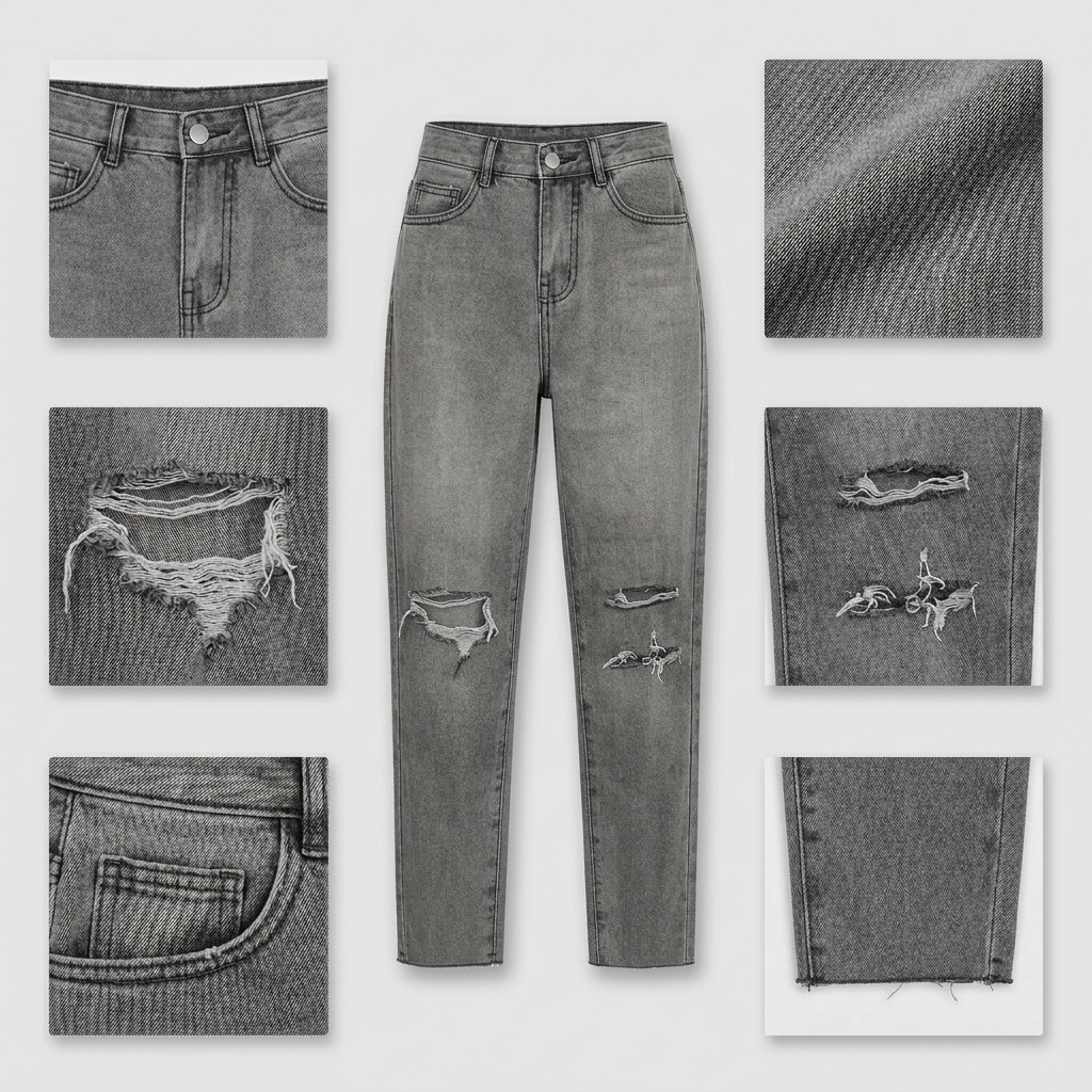 Quần jean baggy nữ LOREN wash rách B51107