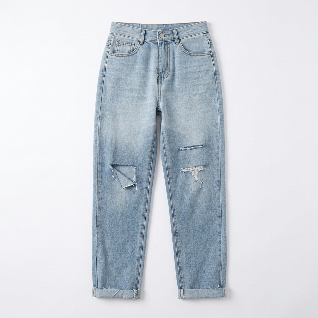Quần jean baggy nữ LOREN wash rách B51107