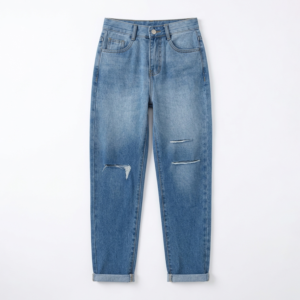 Quần jean baggy nữ LOREN wash rách B51107