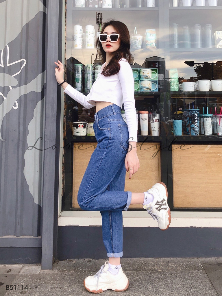 Quần jean baggy nữ LOREN nút kiểu B51114