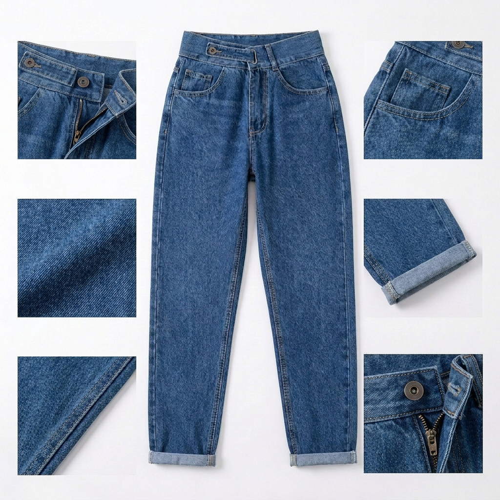 Quần jean baggy nữ LOREN nút kiểu B51114