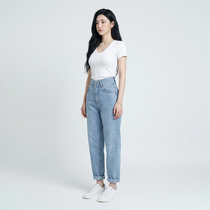 Quần jean baggy nữ LOREN nút kiểu B51114