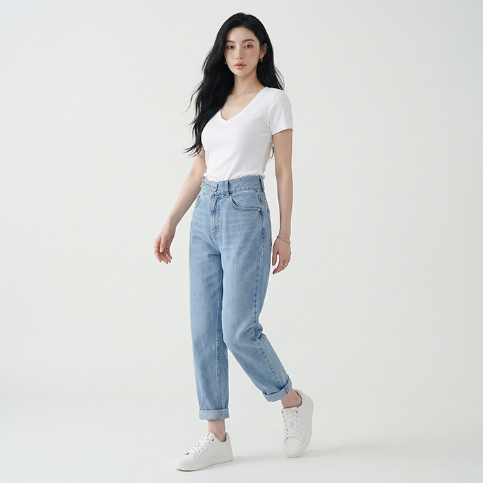 Quần jean baggy nữ LOREN nút kiểu B51114