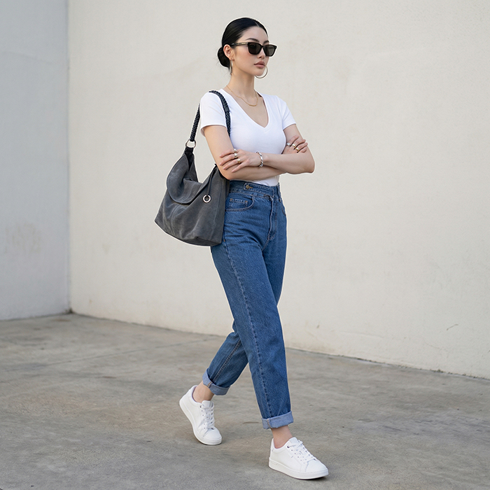 Quần jean baggy nữ LOREN nút kiểu B51114