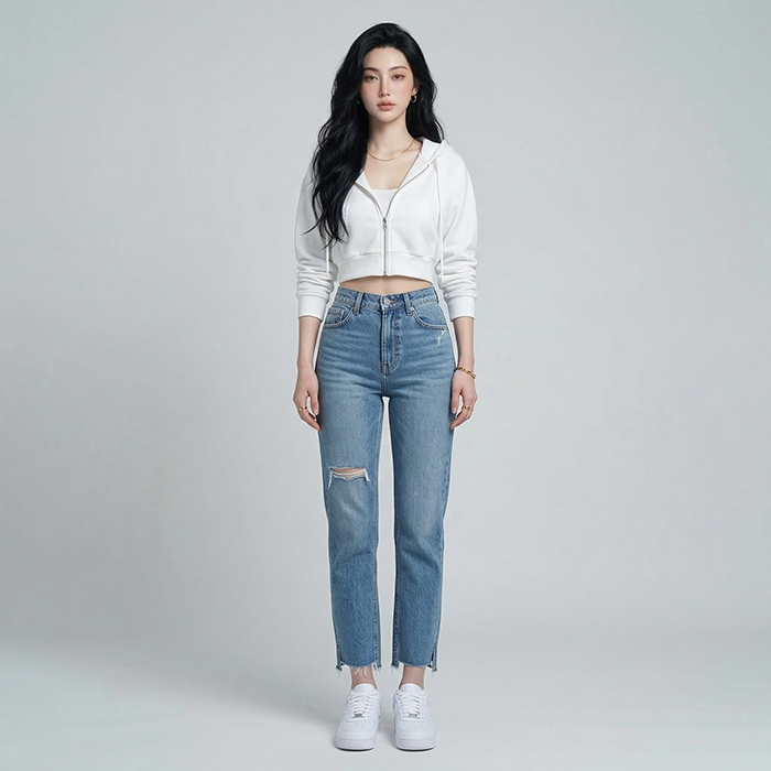Quần jean baggy LOREN xẻ lai B5129