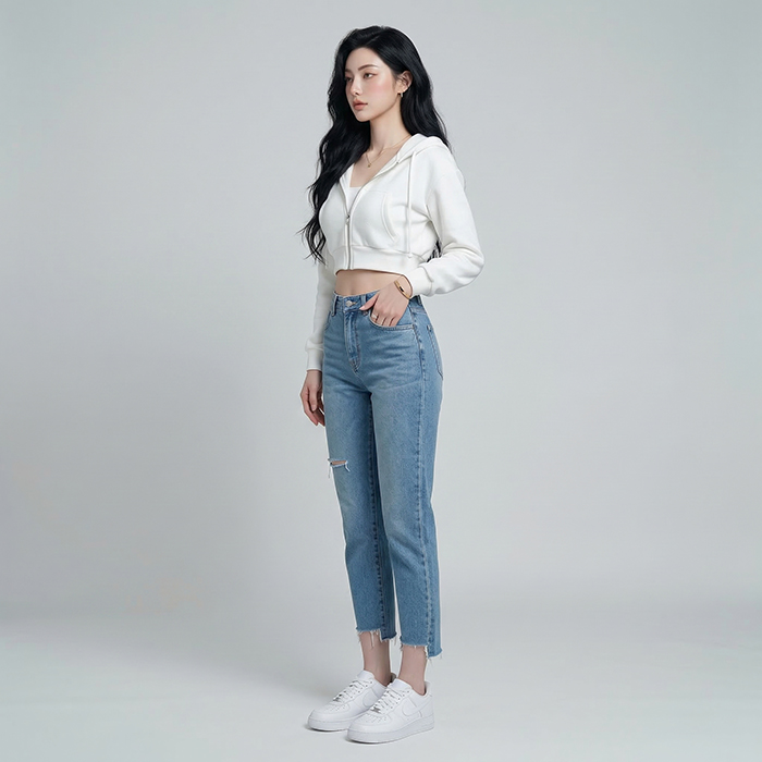 Quần jean baggy LOREN xẻ lai B5129