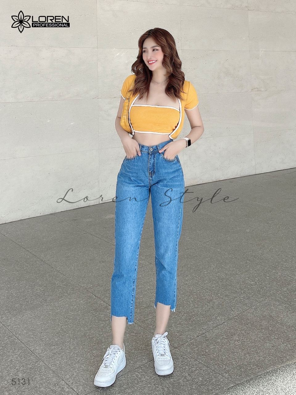 Quần jean baggy LOREN xẻ tua B5131
