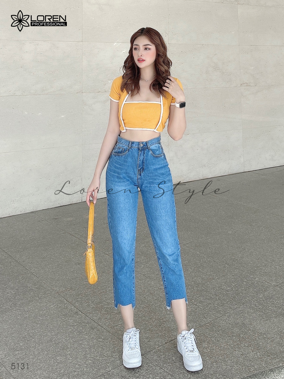 Quần jean baggy LOREN xẻ tua B5131