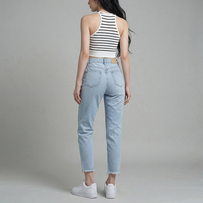 Quần jean baggy LOREN rách tua B5144