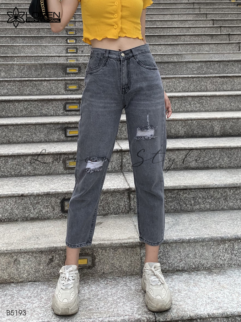 Quần jean baggy LOREN rách xám B5193