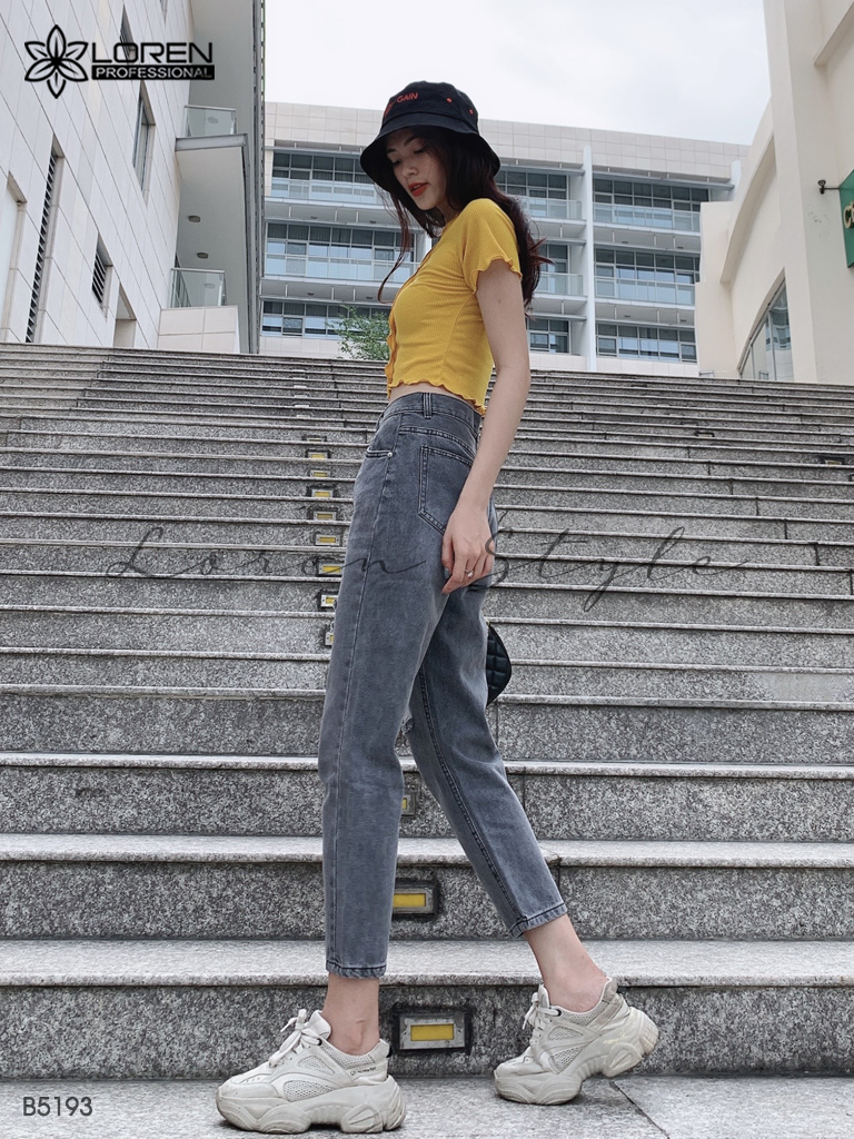 Quần jean baggy LOREN rách xám B5193