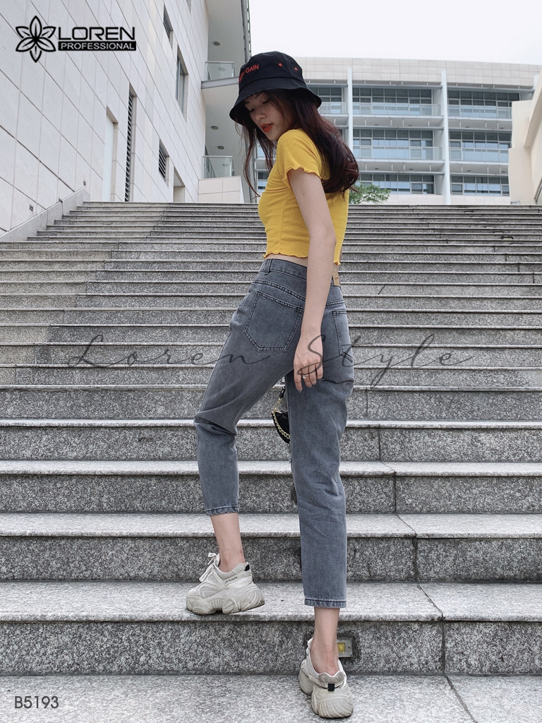 Quần jean baggy LOREN rách xám B5193