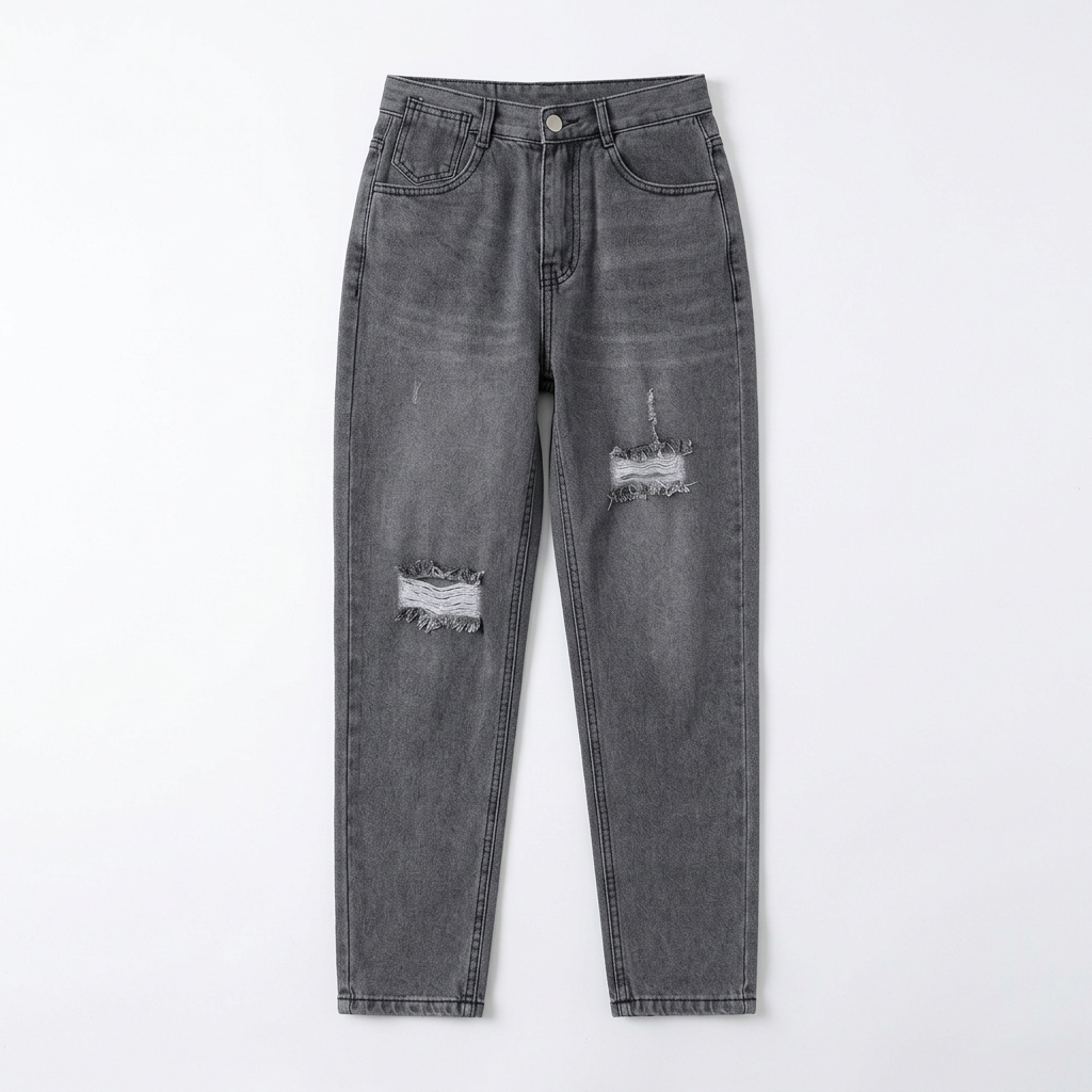 Quần jean baggy LOREN rách xám B5193