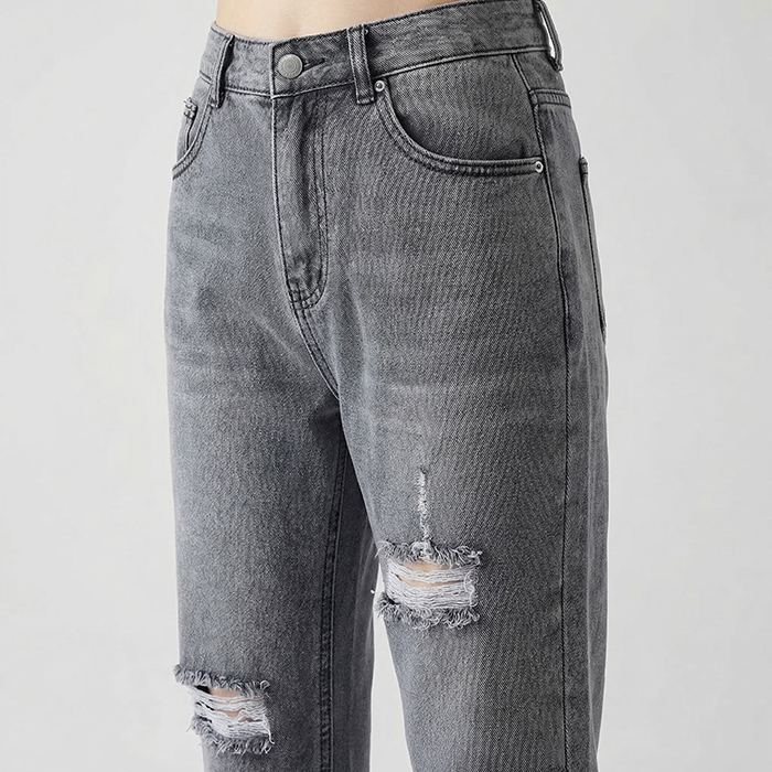 Quần jean baggy LOREN rách xám B5193