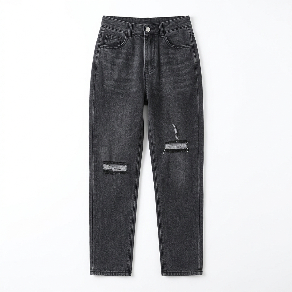 Quần jean baggy LOREN rách đen B5194