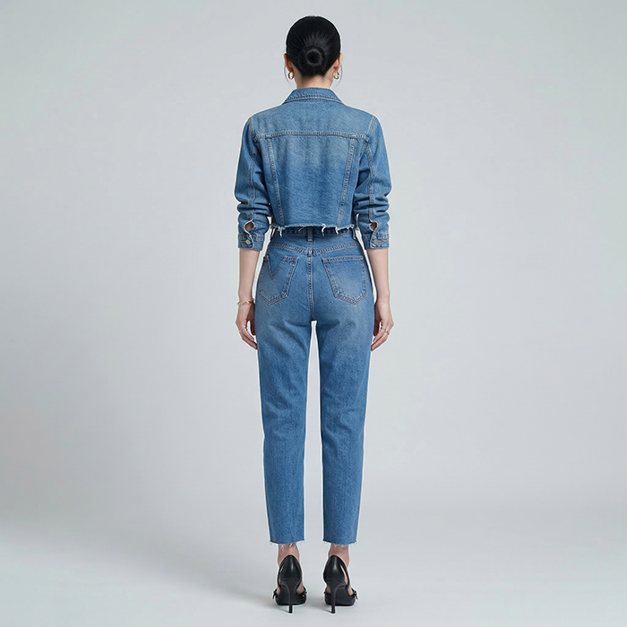 Quần jean baggy LOREN xẻ tua xanh B5388