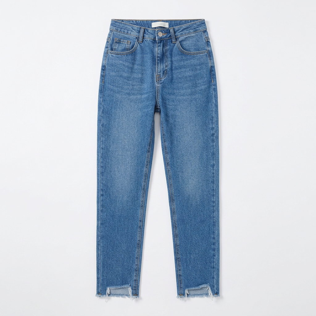 Quần jean baggy LOREN xẻ tua xanh B5388