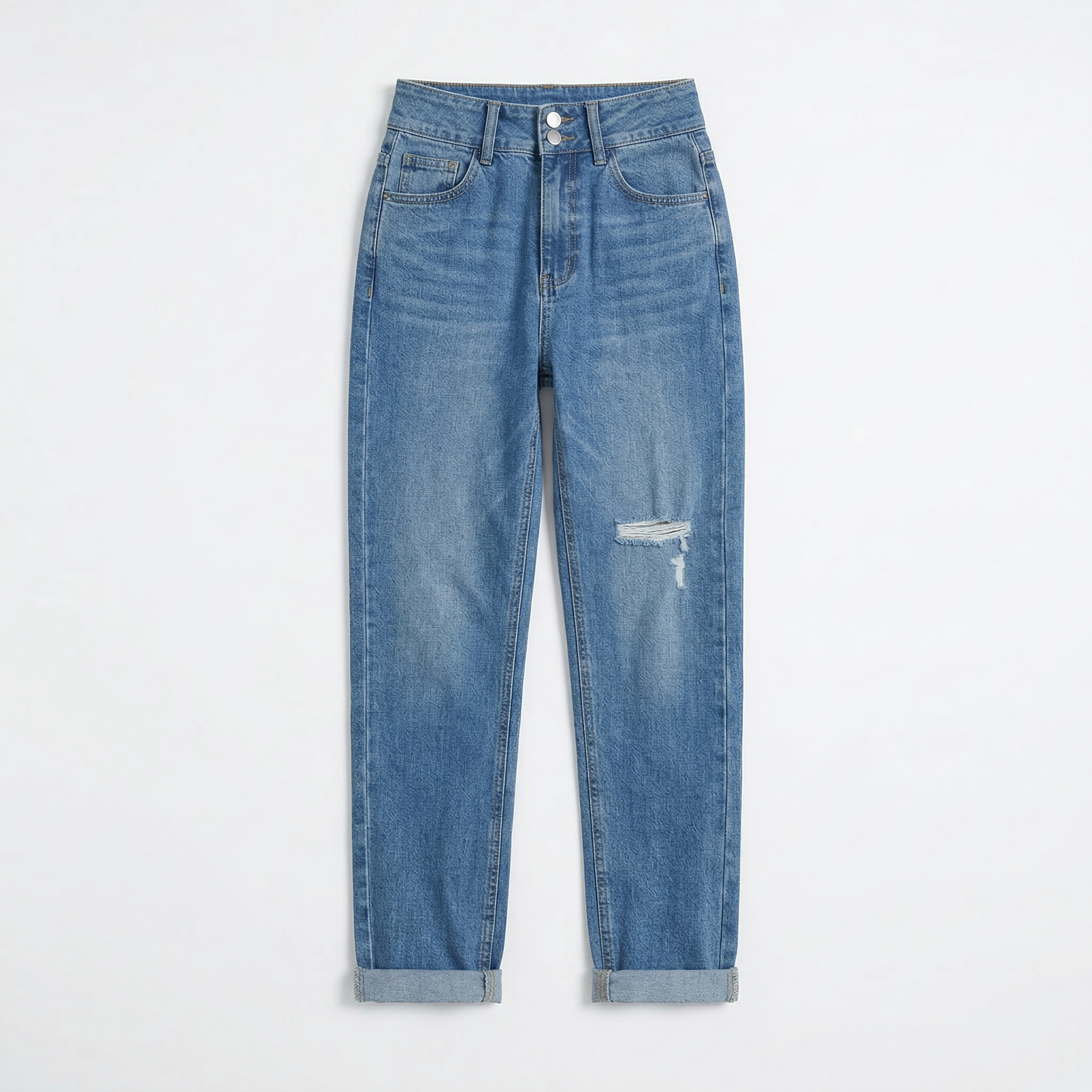 Quần jean baggy LOREN rách tua xanh B5390