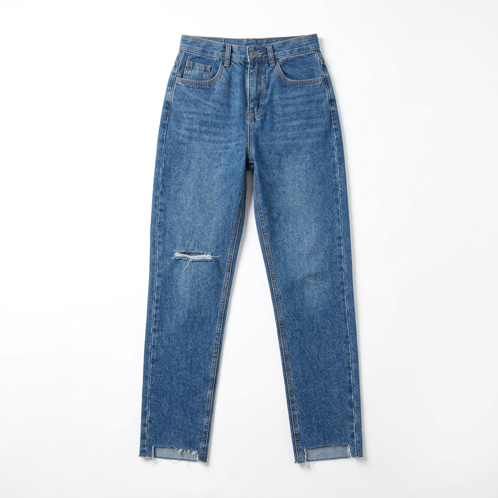Quần jean baggy LOREN rách tua xanh B5391