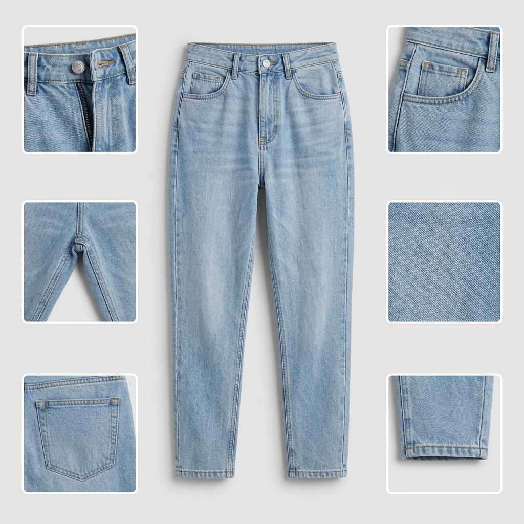 Quần jean baggy LOREN trơn xanh B5432