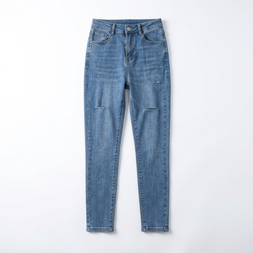 Quần jean skinny LOREN lửng rách xanh B5526