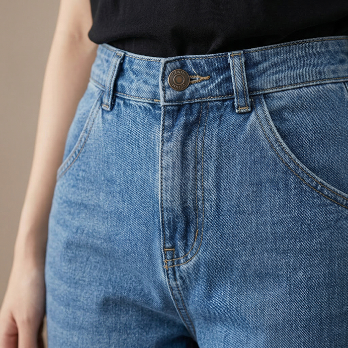 Quần jean baggy LOREN trơn tua xanh B5591