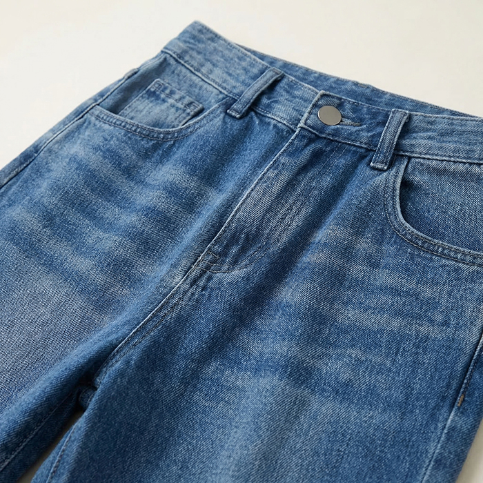 Quần jean baggy LOREN trơn tua xanh B5592