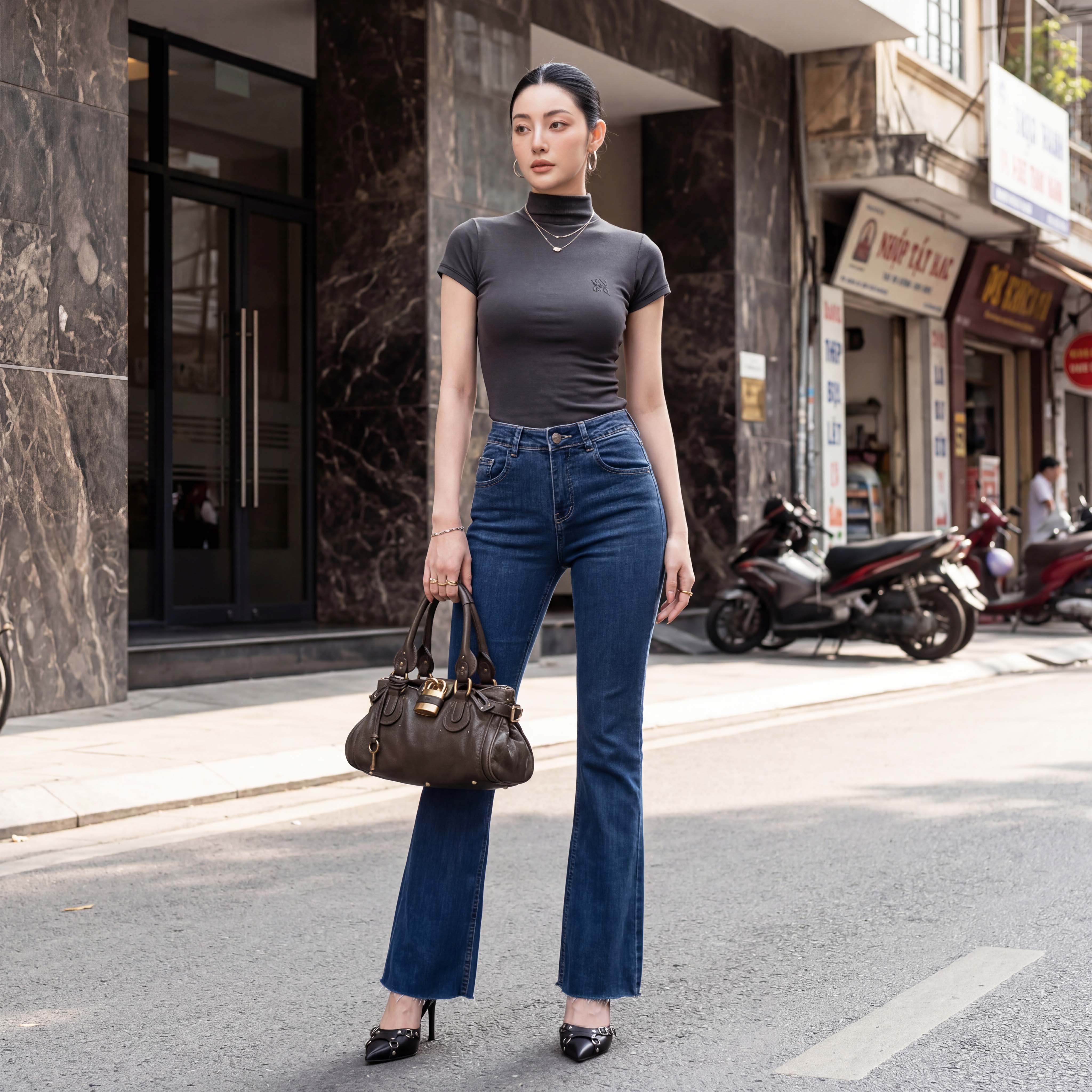 Quần jean nữ LOREN ống bas B5989