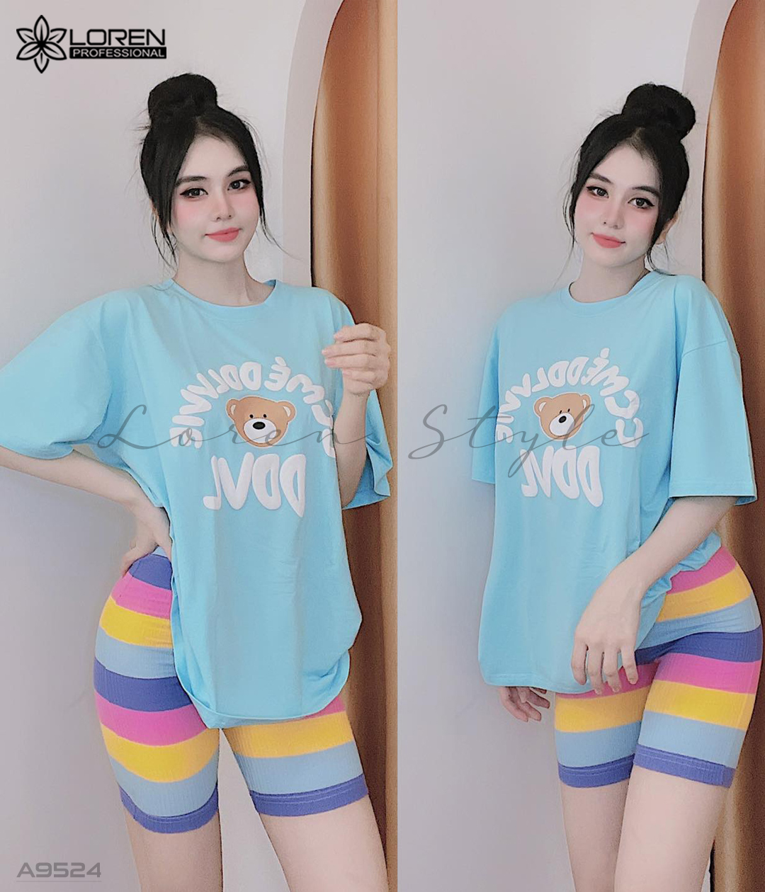 Set thun nữ lửng gấu xanh A9524