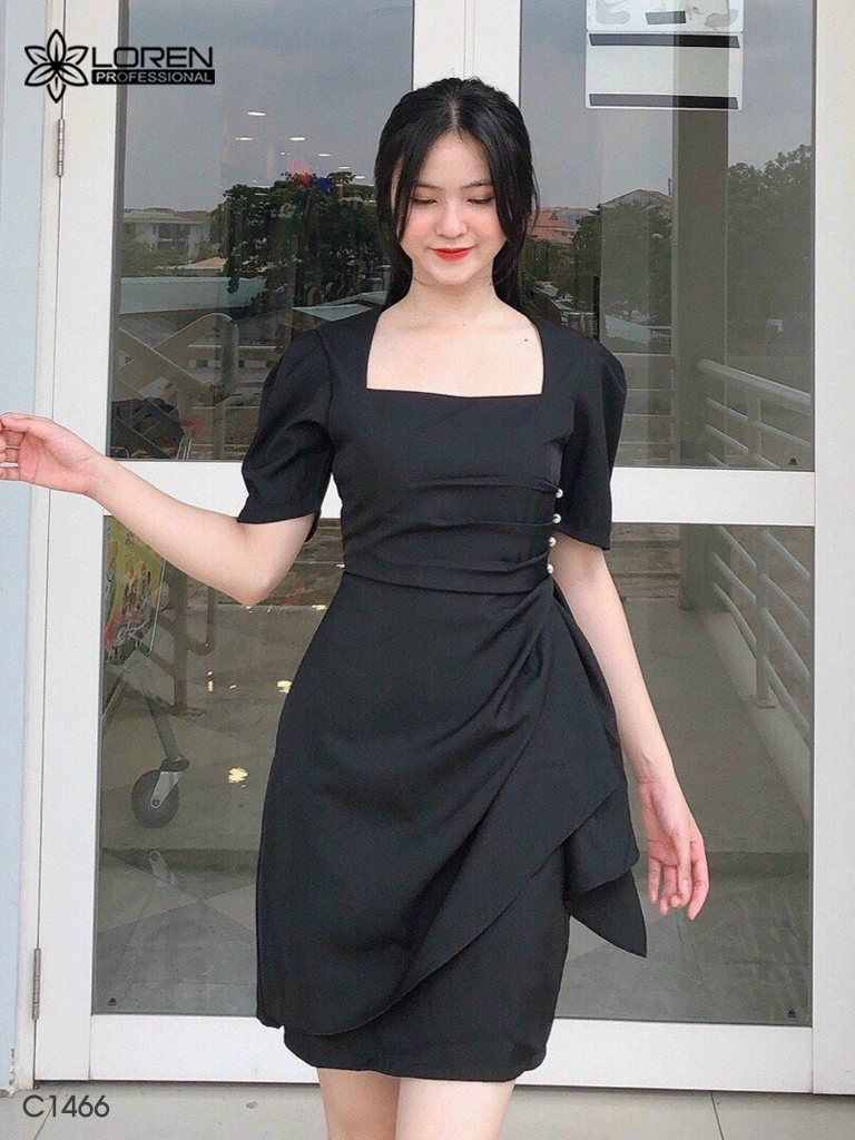 Đầm nhúng eo đen C1466