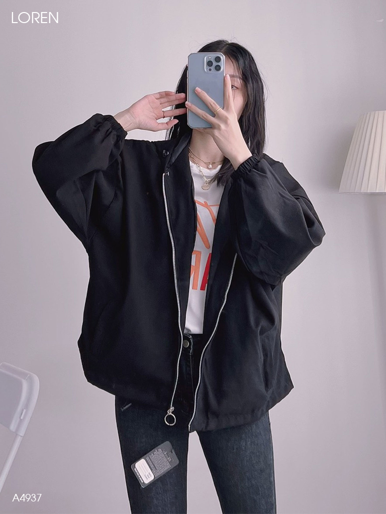 Áo khoác nữ LOREN da lộn tay phồng A4937