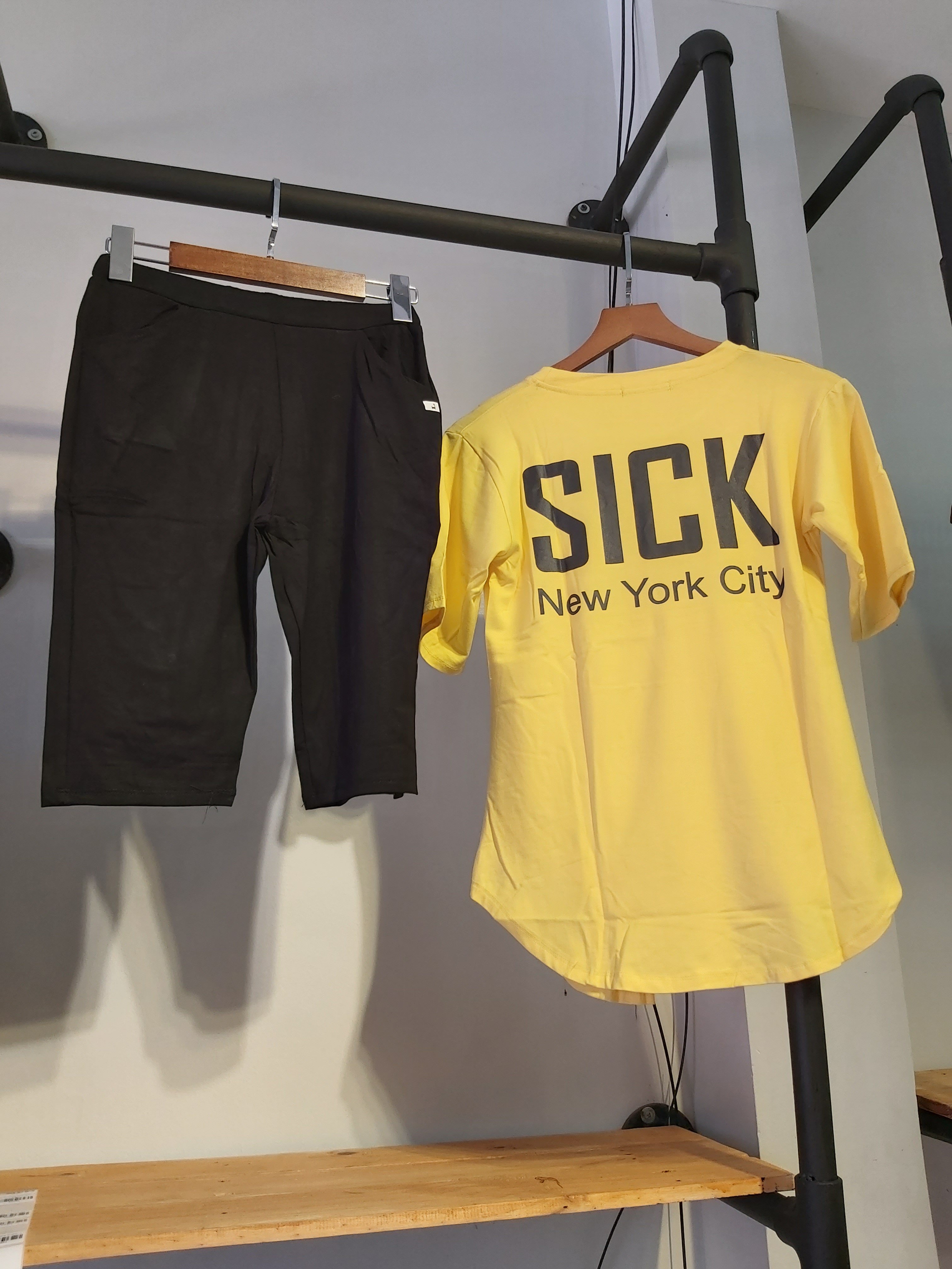 Sét thun nữ lửng sick vàng A9034