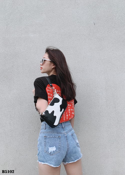 Quần jean short rách tua xanh B5102