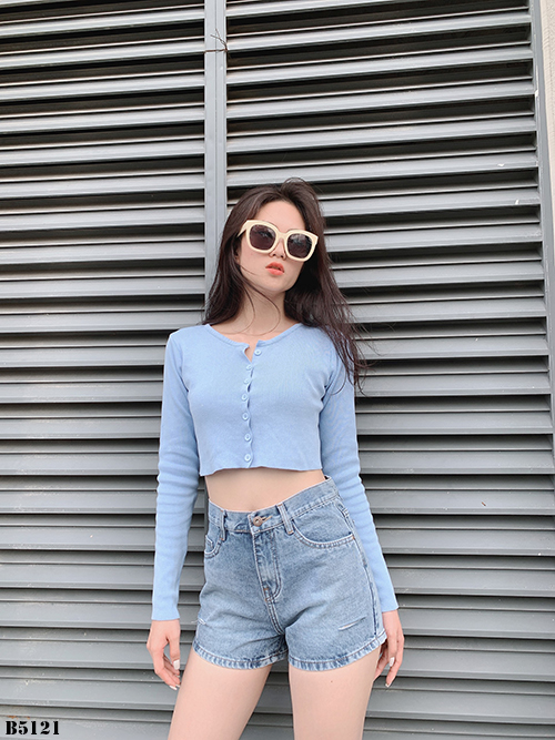 Quần jean short rách xanh B5121